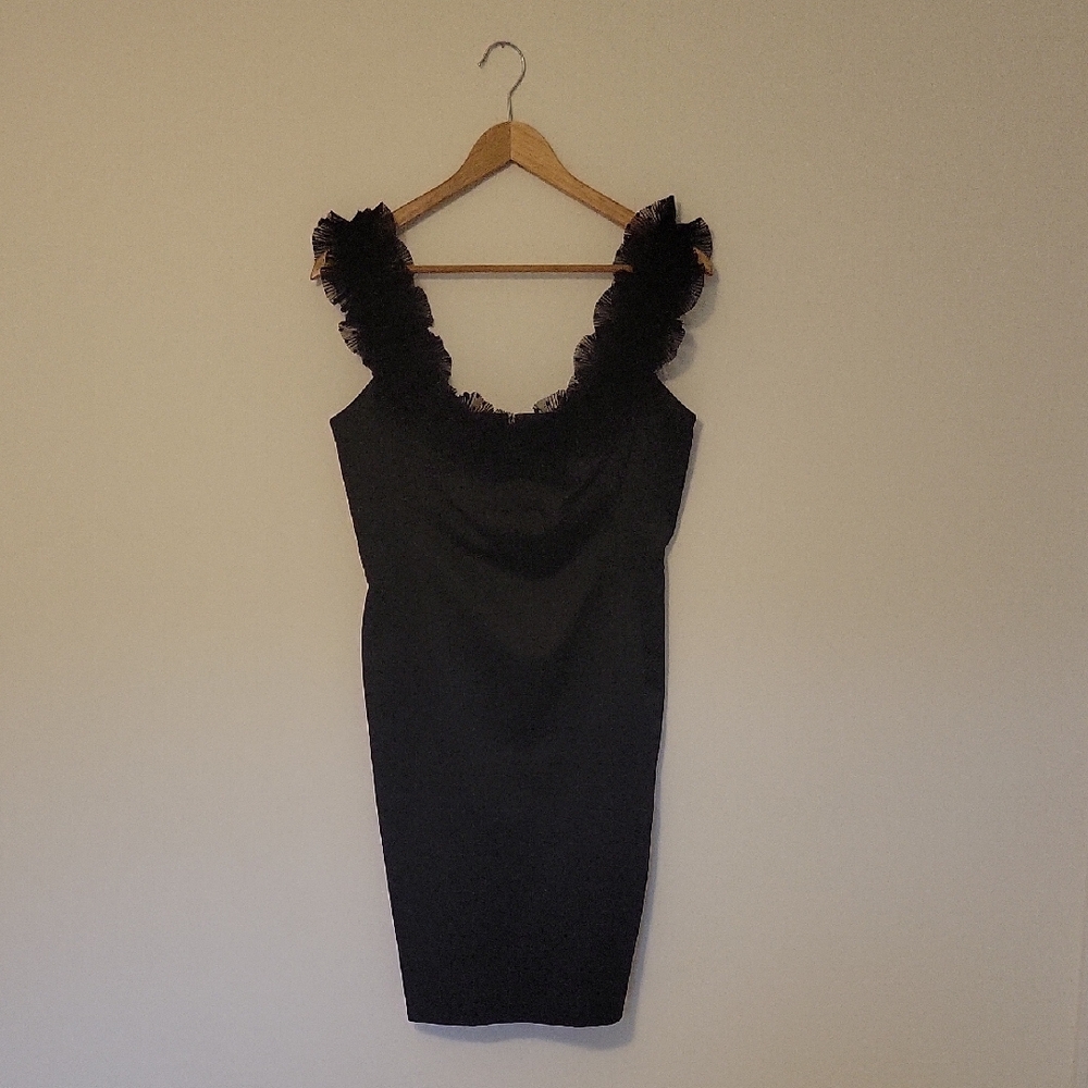 Maggy London Elegant Black Ruffle Mini Dress